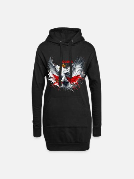 Polen Polska polnisch rot weiß Adler Krone Geschen - Hoodie-Kleid - Schwarz