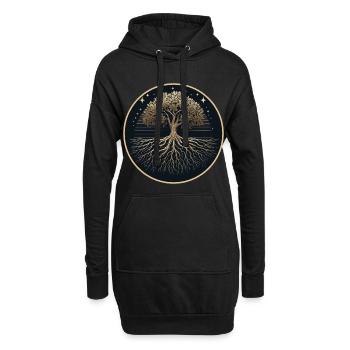 Baum Silhouette Wurzeln - Hoodie-Kleid - Schwarz - Vorne