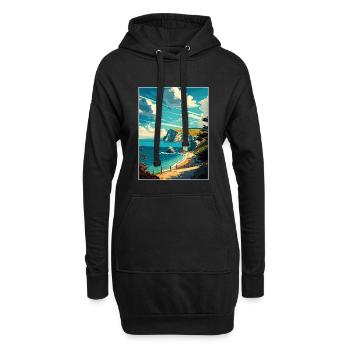 Île de Wight Anob Affiche de voyage Souvenir Peinture WP - Sweat-shirt à capuche long Femme - noir - Devant