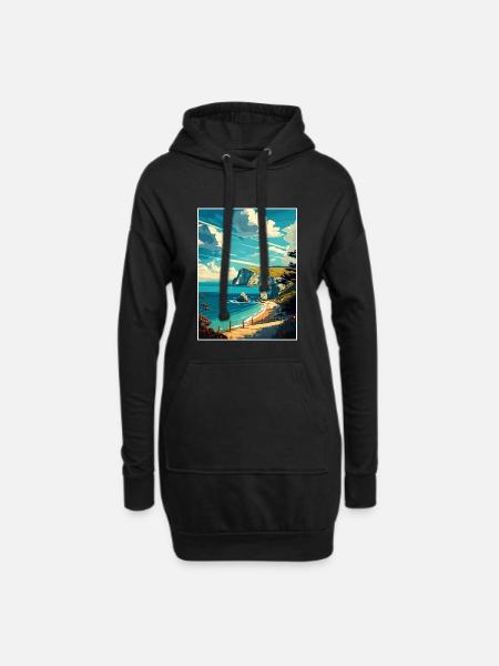 Isle Of Wight Anob Travel Poster Souvenir Paint WP - Hoodie Dress - black