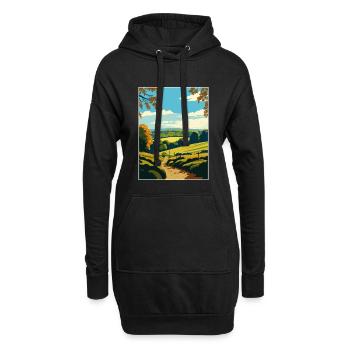 Surrey Hills Affiche de voyage Souvenir Carte Postale Peinture - Sweat-shirt à capuche long Femme - noir - Devant