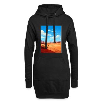 Merzouga Maroc Affiche de voyage Peinture Souvenir WPA - Sweat-shirt à capuche long Femme - noir - Devant