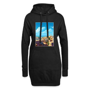 Fès Maroc Affiche de voyage Souvenir Carte Postale Peinture - Sweat-shirt à capuche long Femme - noir - Devant