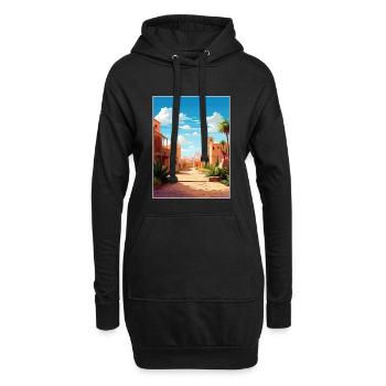 Marrakech Maroc Affiche de voyage Peinture Souvenir WPA - Sweat-shirt à capuche long Femme - noir - Devant