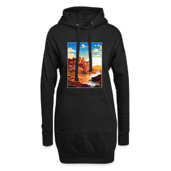 Aït Benhaddou Maroc Affiche de voyage Souvenir WPA - Sweat-shirt à capuche long Femme - noir - Devant