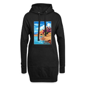 Aït Benhaddou Maroc Affiche de voyage Souvenir WPA - Sweat-shirt à capuche long Femme - noir - Devant