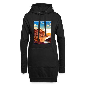 Aït Benhaddou Maroc Affiche de voyage Souvenir WPA - Sweat-shirt à capuche long Femme - noir - Devant