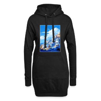 Chefchaouen Marokko Vintage Reiseposter Souvenir - Hoodie-Kleid - Schwarz - Vorne