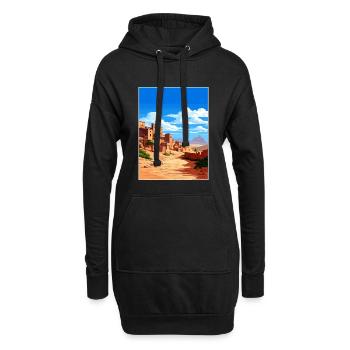 Aït Benhaddou Maroc Affiche de voyage Souvenir WPA - Sweat-shirt à capuche long Femme - noir - Devant
