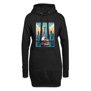 Shanghai China Reise Poster Souvenir Malerei WPA - Hoodie-Kleid - Schwarz - Vorne