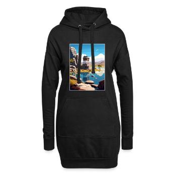 Hampi Inde Affiche de voyage Souvenir Carte Postale Peinture - Sweat-shirt à capuche long Femme - noir - Devant