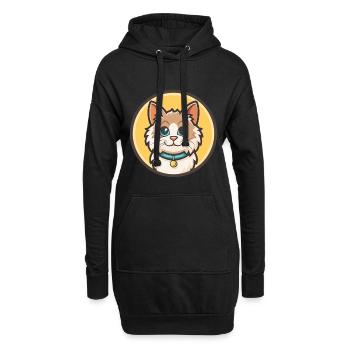 Angora turc Chat Race Dessin animé Kawaii Animal Pet - Sweat-shirt à capuche long Femme - noir - Devant