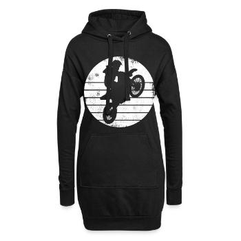 Motocross Fahrer Zeichnung - Hoodie-Kleid - Schwarz - Vorne