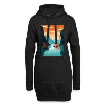 Baie d’Ha Long Îles du Vietnam Affiche de voyage souvenir - Sweat-shirt à capuche long Femme - noir - Devant