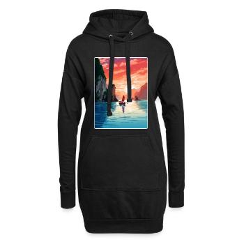 Baie d’Ha Long Îles du Vietnam Affiche de voyage souvenir - Sweat-shirt à capuche long Femme - noir - Devant