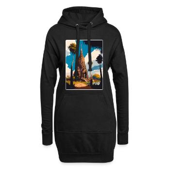 Ayutthaya Thaïlande Affiche de voyage Peinture Souvenir - Sweat-shirt à capuche long Femme - noir - Devant
