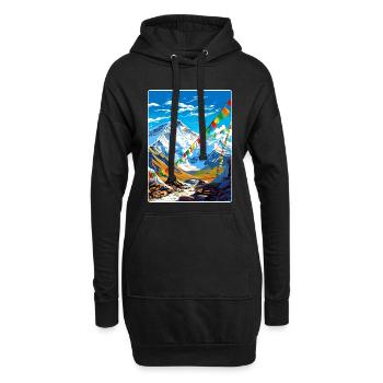 Mont Everest Chine Affiche de voyage vintage souvenir - Sweat-shirt à capuche long Femme - noir - Devant