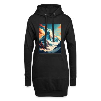 Mont Everest Chine Affiche de voyage vintage souvenir - Sweat-shirt à capuche long Femme - noir - Devant