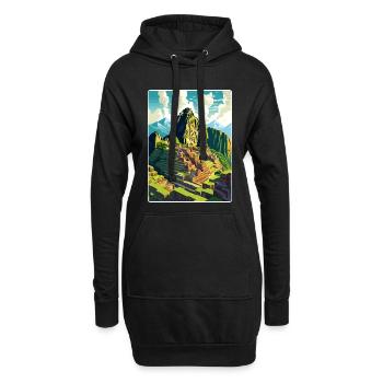 Machu Picchu Pérou Affiche de voyage Peinture Souvenir WPA - Sweat-shirt à capuche long Femme - noir - Devant