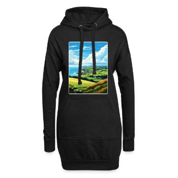 Cornwall Aonb Travel Poster Souvenir Painting WPA - Hoodie Dress - black - Front