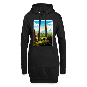 Bali Indonésie Voyage Affiche Souvenir Peinture WPA - Sweat-shirt à capuche long Femme - noir - Devant