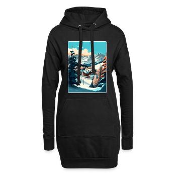 La Plagne Ski Ski Voyage Poster Souvenir WPA - Sweat-shirt à capuche long Femme - noir - Devant