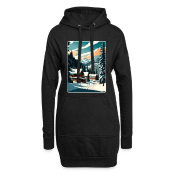 Gstaad Ski Ski Affiche de voyage suisse Souvenir WPA - Sweat-shirt à capuche long Femme - noir - Devant