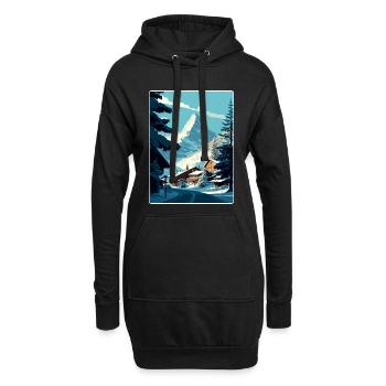 Zermatt Ski Ski Affiche de voyage Peinture souvenir WP - Sweat-shirt à capuche long Femme - noir - Devant