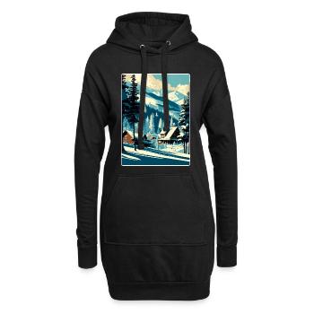 Les Arcs Ski Ski Vintage Voyage Poster Souvenir - Sweat-shirt à capuche long Femme - noir - Devant