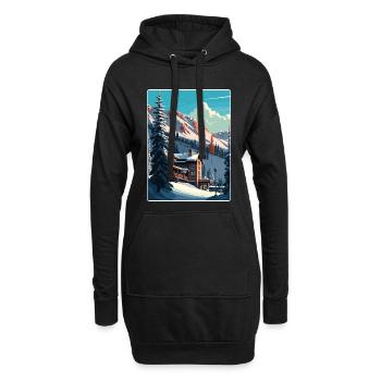 snowbird ski ski vintage voyage affiche souvenir - Sweat-shirt à capuche long Femme - noir - Devant