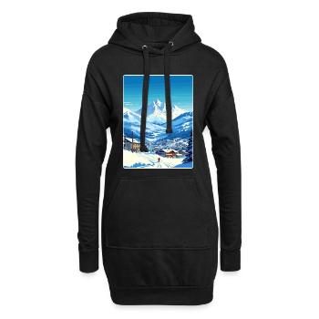 Chamonix Ski Ski Affiche de voyage vintage Souvenir - Sweat-shirt à capuche long Femme - noir - Devant
