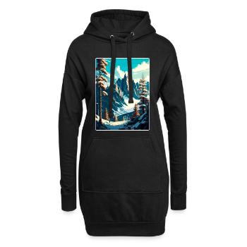 Chamonix Ski Ski Affiche de voyage vintage Souvenir - Sweat-shirt à capuche long Femme - noir - Devant