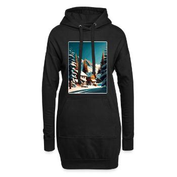 Val Thorens Ski Voyage Poster Peinture Souvenir WPA - Sweat-shirt à capuche long Femme - noir - Devant