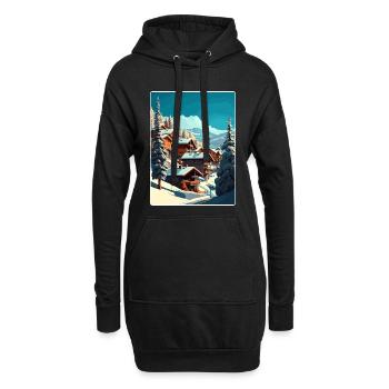 Val Thorens Ski Voyage Poster Peinture Souvenir WPA - Sweat-shirt à capuche long Femme - noir - Devant