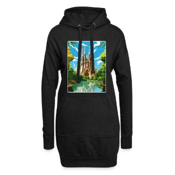 Barcelona Spanien Reise Poster Souvenir Farbe WPA - Hoodie-Kleid - Schwarz - Vorne