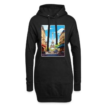 Paris France Affiche de voyage Souvenir Carte Postale Peinture - Sweat-shirt à capuche long Femme - noir - Devant