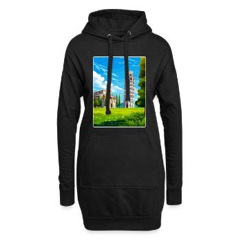 Pise Italie Affiche de voyage Souvenir Carte Postale Peinture - Sweat-shirt à capuche long Femme - noir - Devant