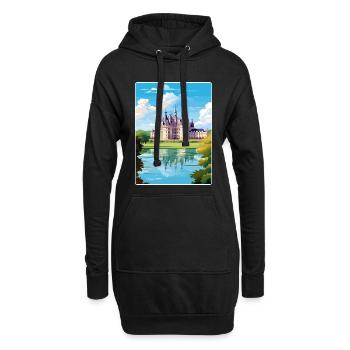 Château de Chambord France Affiche de voyage Souvenir - Sweat-shirt à capuche long Femme - noir - Devant