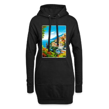 Positano Italie Affiche de voyage Peinture Souvenir WPA - Sweat-shirt à capuche long Femme - noir - Devant