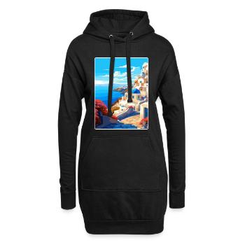 Santorin Grèce Grec Voyage Poster Souvenir WPA - Sweat-shirt à capuche long Femme - noir - Devant
