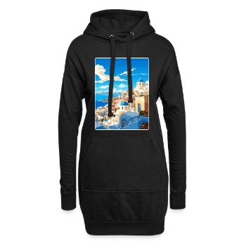 Santorin Grèce Grec Voyage Poster Souvenir WPA - Sweat-shirt à capuche long Femme - noir - Devant