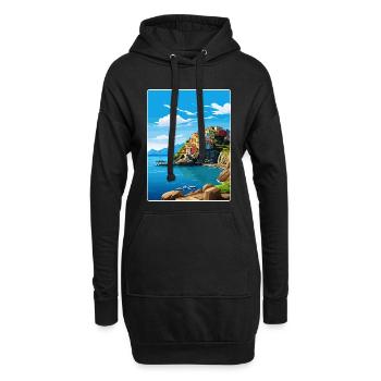 Cinque Terre Italie Patmos Voyage Poster Souvenir - Sweat-shirt à capuche long Femme - noir - Devant