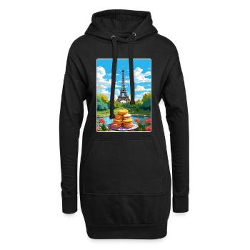Paris France Affiche de voyage Souvenir Carte Postale Peinture - Sweat-shirt à capuche long Femme - noir - Devant