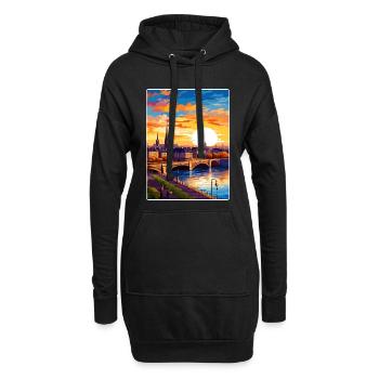 Bordeaux France Affiche de voyage Peinture Souvenir WPA - Sweat-shirt à capuche long Femme - noir - Devant