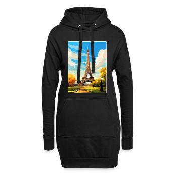 Paris France Affiche de voyage Souvenir Carte Postale Peinture - Sweat-shirt à capuche long Femme - noir - Devant