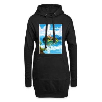 Lac de Bled Slovénie Affiche de voyage Peinture Souvenir WP - Sweat-shirt à capuche long Femme - noir - Devant