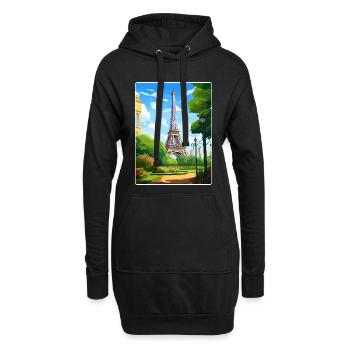 Paris France Affiche de voyage Souvenir Carte Postale Peinture - Sweat-shirt à capuche long Femme - noir - Devant