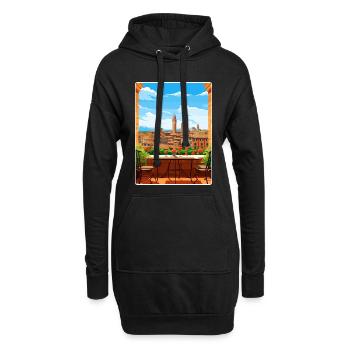 Sienne Italie Affiche de voyage Souvenir Carte Postale Peinture - Sweat-shirt à capuche long Femme - noir - Devant