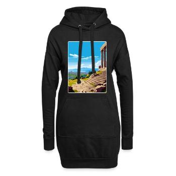 Pergame Turquie Ville Voyage Poster Souvenir WPA - Sweat-shirt à capuche long Femme - noir - Devant