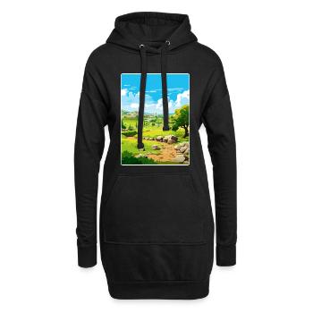 Troie Turquie Voyage Affiche Souvenir Carte Postale Peinture - Sweat-shirt à capuche long Femme - noir - Devant
